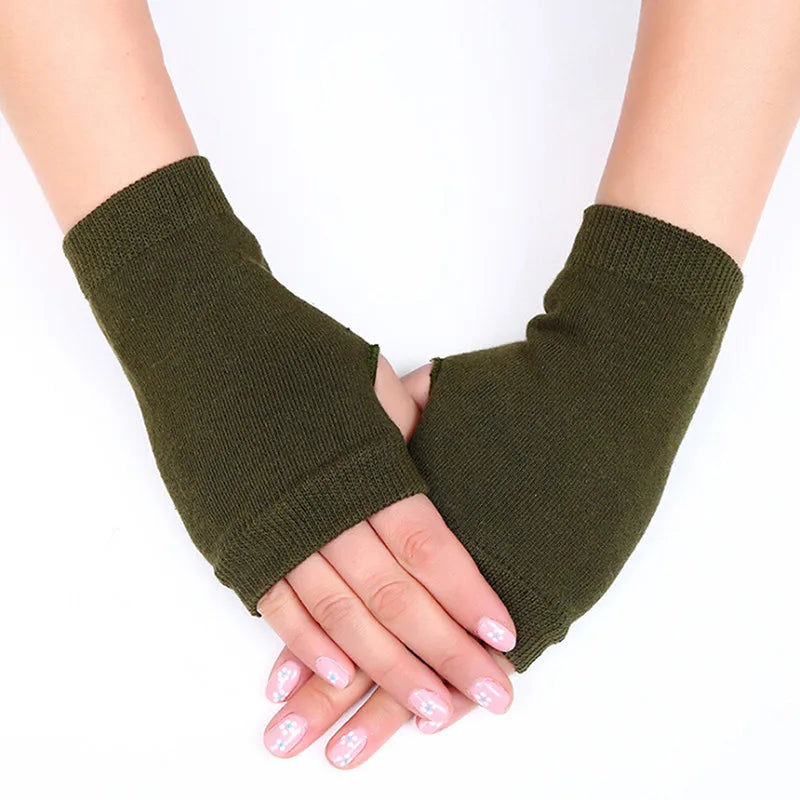 Women Stylish Hand Warmer Winter Gloves Arm Crochet Knitting Faux Wool Mitten Warm Fingerless Glove Twist Pattern Women Gloves Pi-Mart