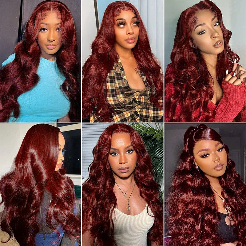 Body Wave Reddish Brown 13x6 Lace Front Wigs Human Hair Pre Plucked With Baby Hair #33 Colored Wigs for Women 180% Density LadyShow.Store