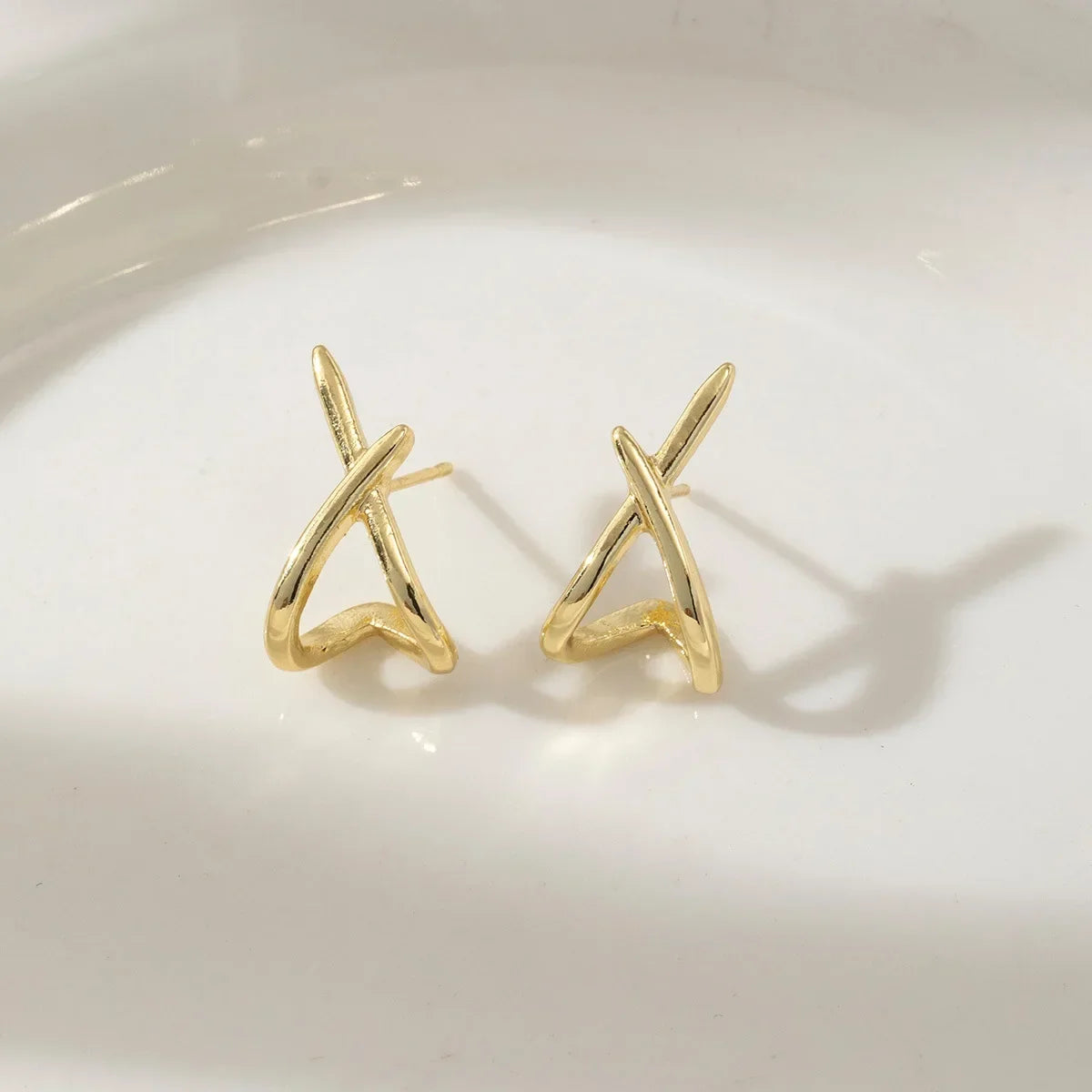 LATS Trendy Gold Color Cross Stud Earrings for Women Dainty Simple Minimalist Earring Fashion Jewelry Party Gifts Wholesale Pi-Mart