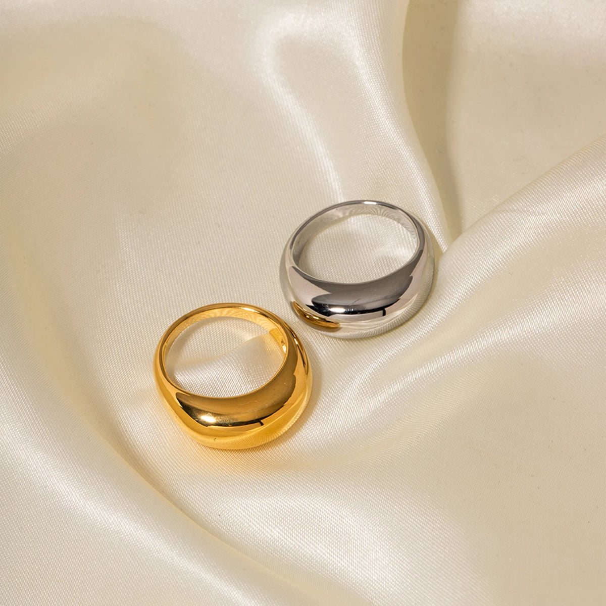 SUNIBI Fashion Simple Stainless Steel Rings for Women Arc Rings Jewellery Couple Anniversary Geometric Ring Size 5 6 7 8 Jewelry Pi-Mart