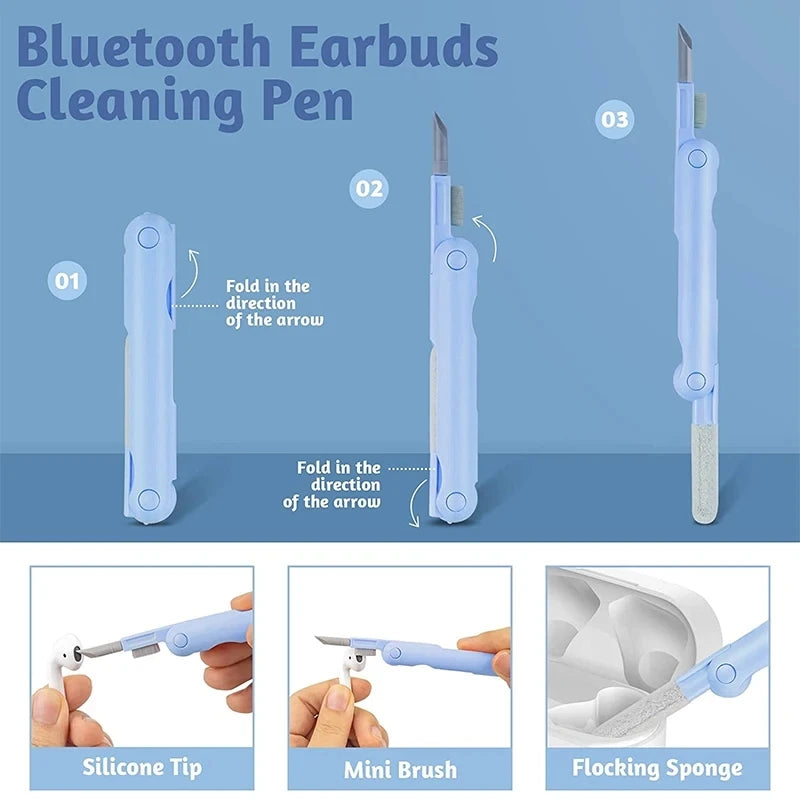 7 in 1 Computer Keyboard Cleaner Brush Kit Earphone Cleaning Pen For Headset Keyboard Cleaning Tools Cleaner Keycap Puller Kit Pi-Mart