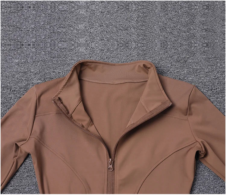Women Sport Jacket Long Sleeve Shirt Workout Coat Gym Training Clothing Yoga Sportswear Pi-Mart