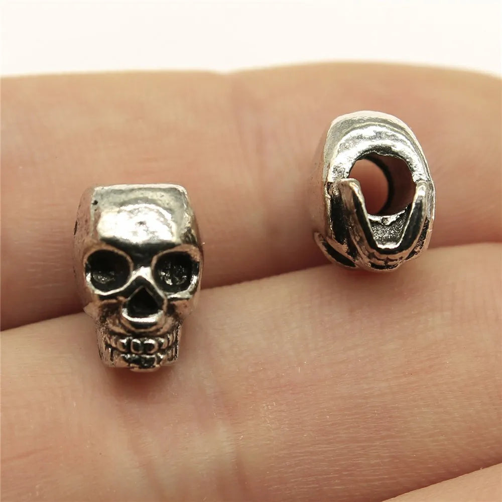 10pcs Skull Beads Beard Loose Beads Spacer Beads Fit Beards Or Hair Decorations Accessories Braid Dreadlock Tube Rings Pi-Mart