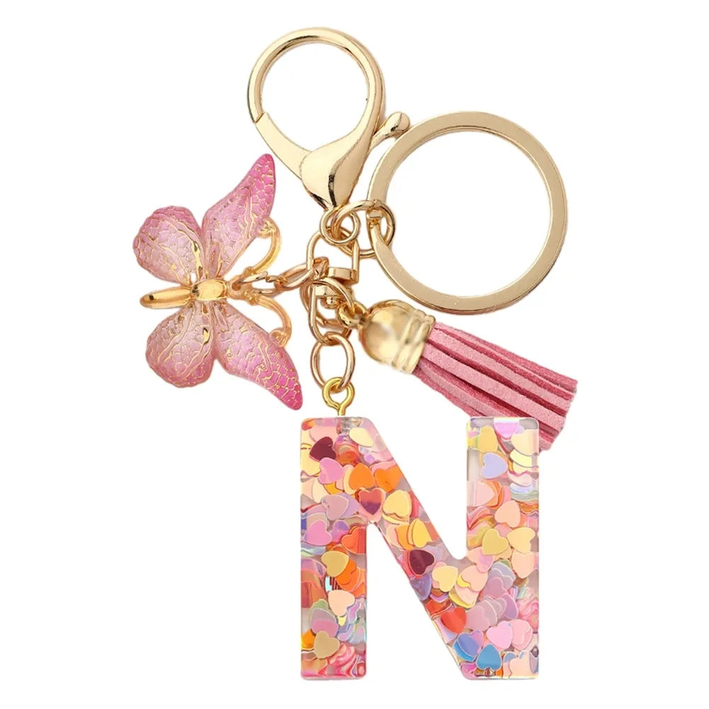 Fashion DIY A-Z Letters keychain Metal Holder Pendent Key Chain Women Car Key Ring Simple Letter Name Key Party Gift Jewelry Pi-Mart