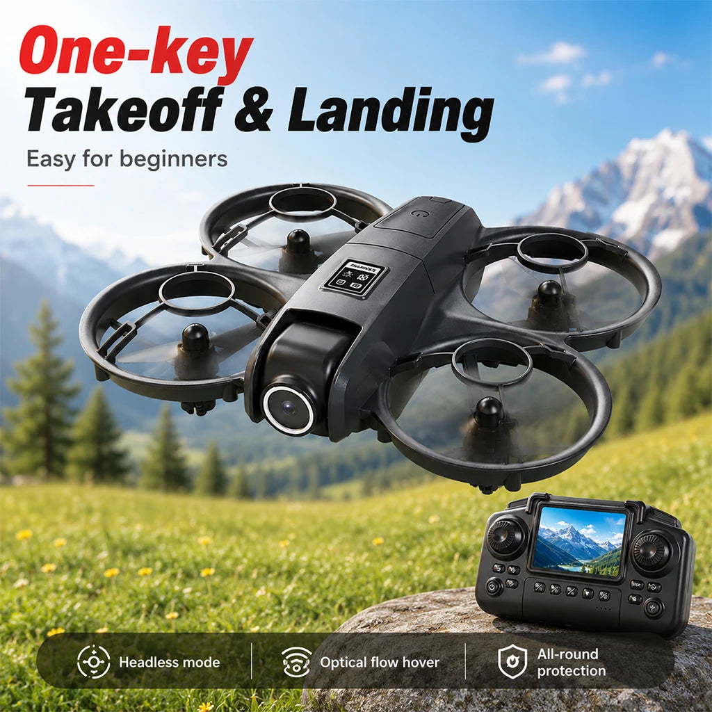 ZNLYRION YL3PK Mini Full Protective Drone With 2.4 Inch Screen Remote Dual Camera Optical Flow Hover 2 Batteries Indoor RC Quadcopter Pi-Mart