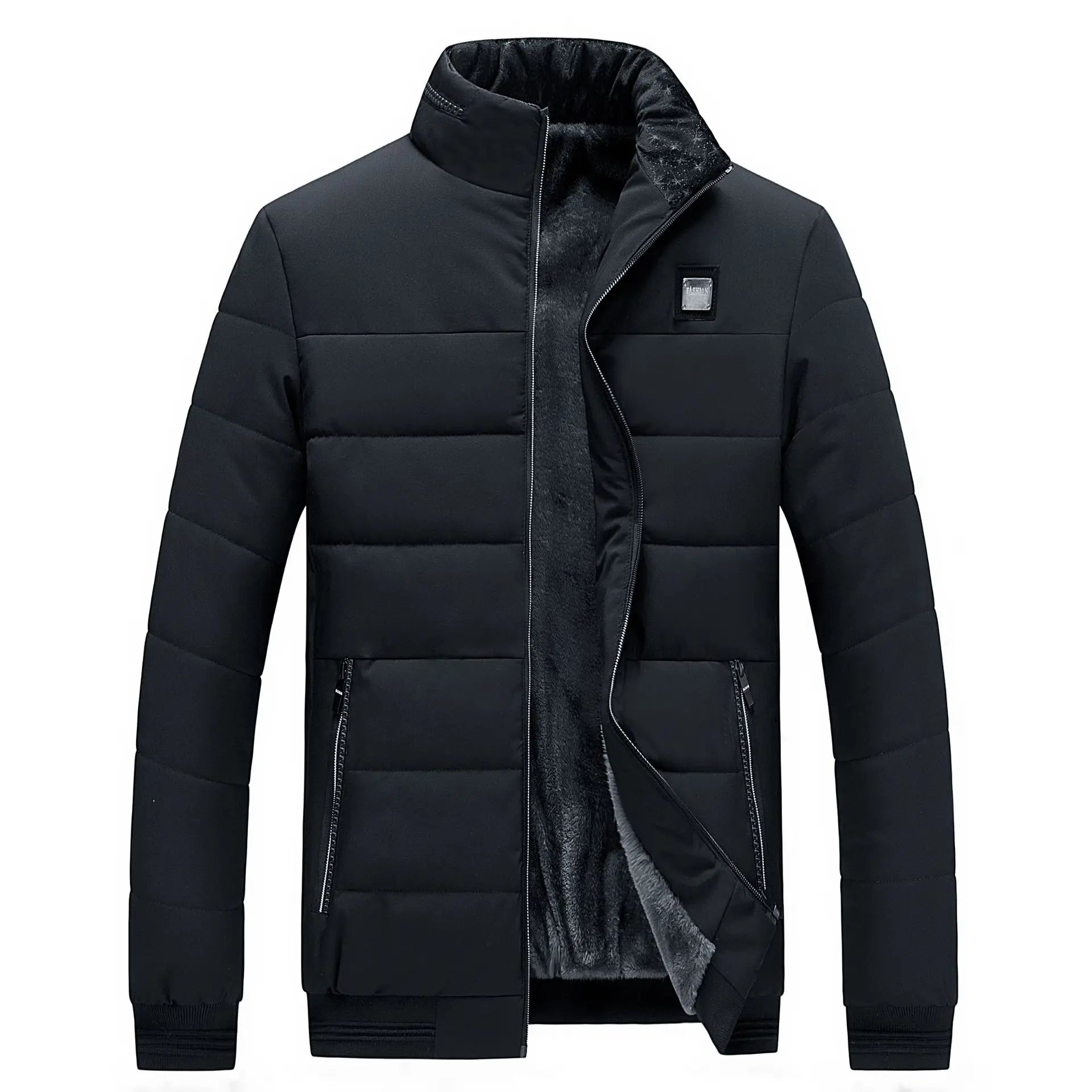Puffer Jacket Mens Fleece Lined Thick Parkas Stand Collar Jacket Men's Coat Winter Warm Thick Coat Quilted Padded Jacket Outwear LadyShow.Store