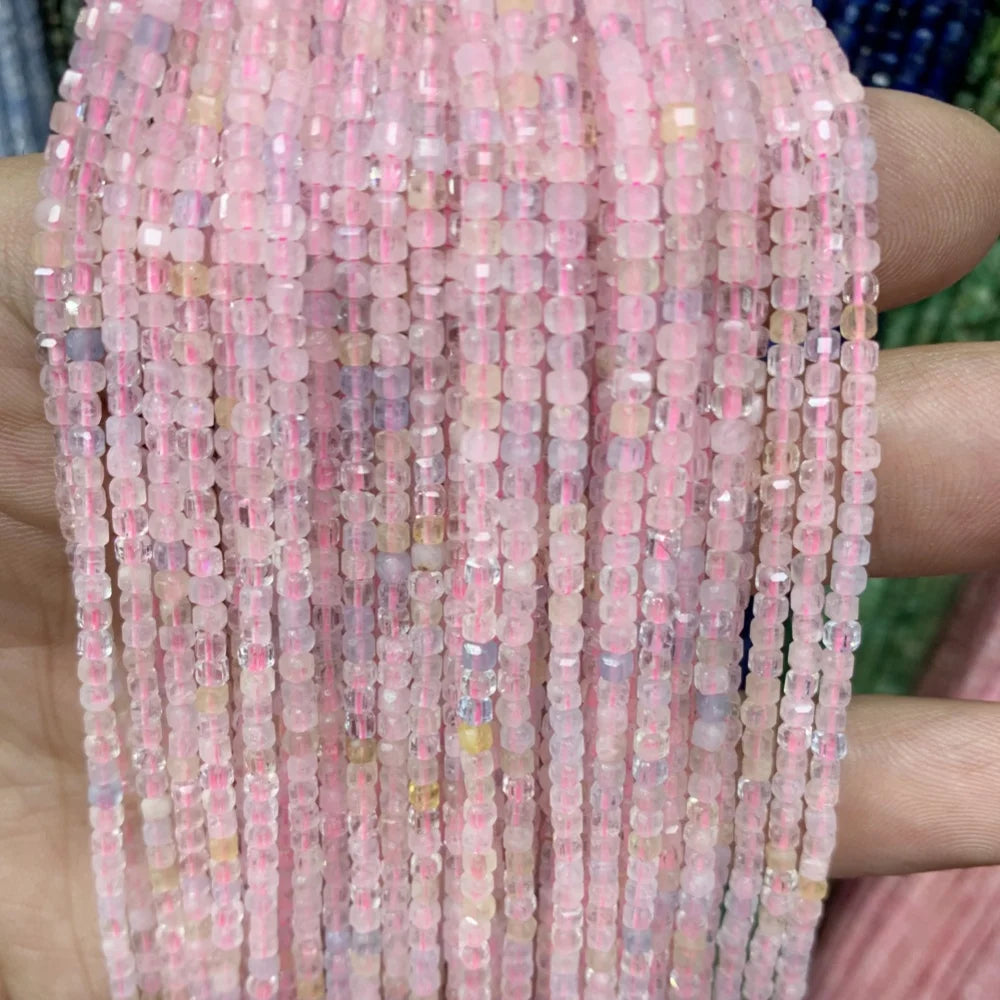 2x2mmNatural Colored Tourmaline Blue Tourmaline Faceted Cube Beads Square Stone Beads for JewelryDIY Making  Gemstone Loose Bea Pi-Mart