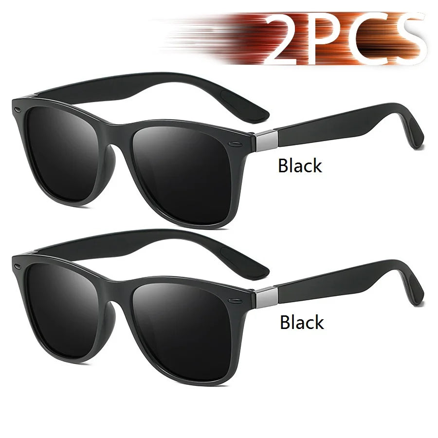 1-2-3PCS Fashion Vintage Square Unisex Driving Fishing Sunglasses Men Women Luxury Brand Designer Sun Glasses Anti-Glare Eyewear Pi-Mart