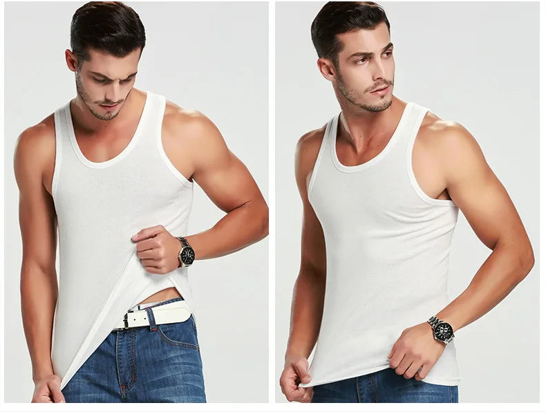 2026 New Men's Summer Lightweight Cotton Tight Vest Sports Casual Family Pajamas Outdoor Tight Top Breathable Quick Drying Vest Pi-Mart