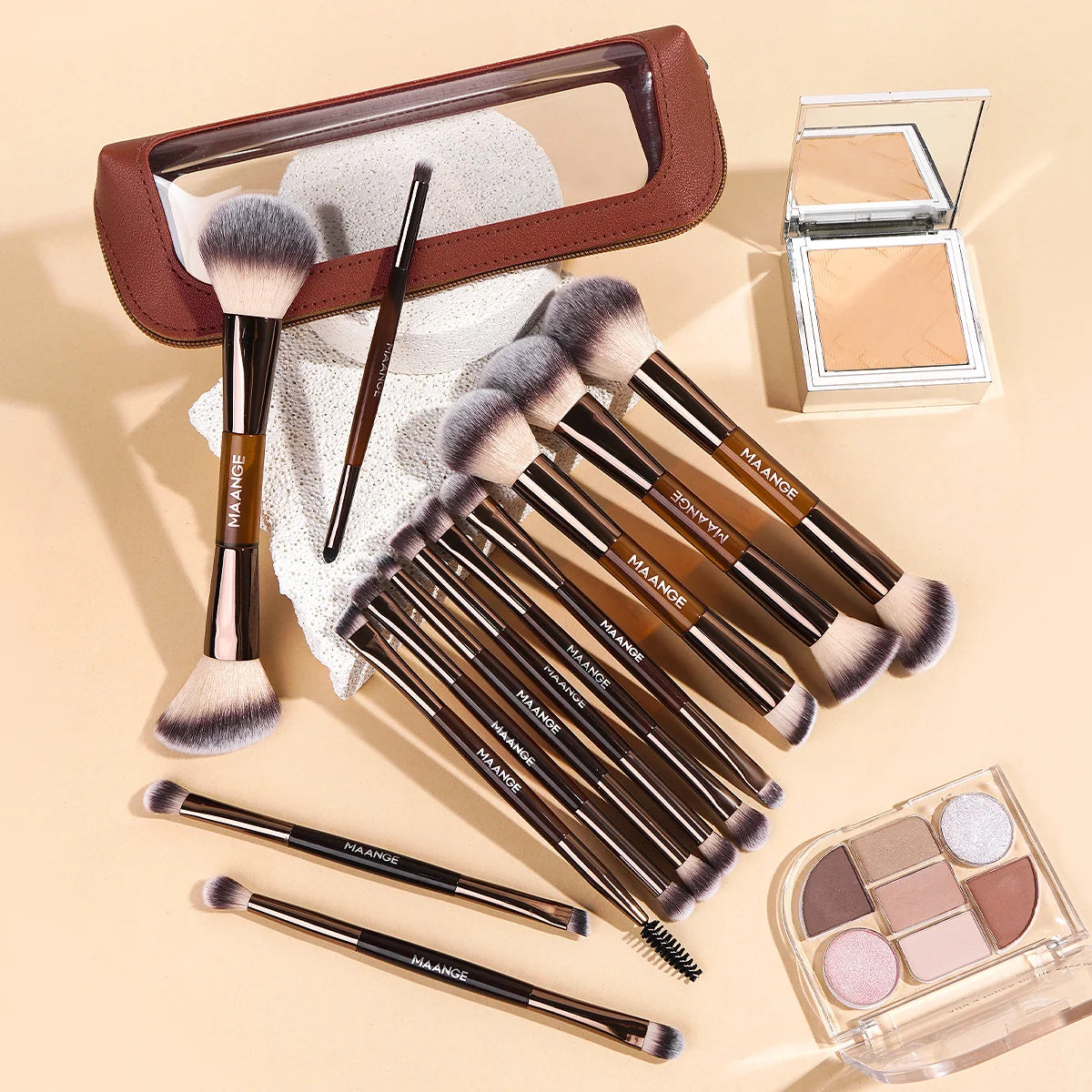 MAANGE 13pcs Makeup Brushes with Storage Bag Foundation Brush Powder Blusher Brush Eye Brush Multi-functional Makeup Brush Set Pi-Mart