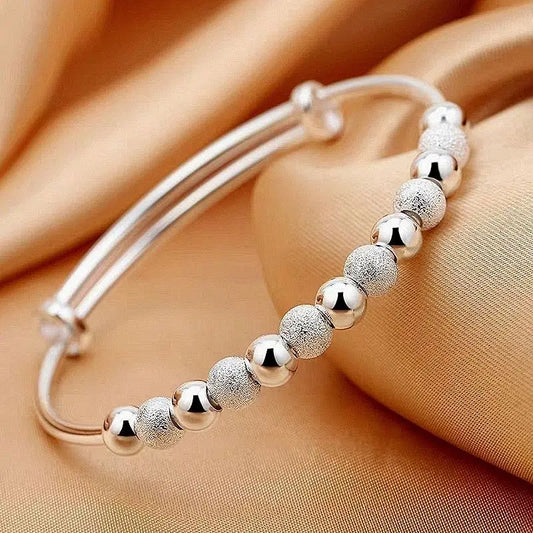 Charms 925 Silver-Color Luxury Beads Bracelets Bangles Cute For Women Fashion Party Wedding Jewelry Adjustable Pi-Mart