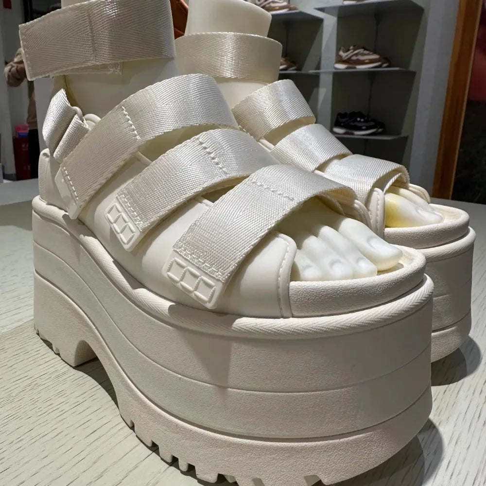 11CM High Platform Sandals Women Summer Hidden Heel Casual Mules Shoes Female Outside Beach Slipper Breathable Chunky Sneakers LadyShow.Store