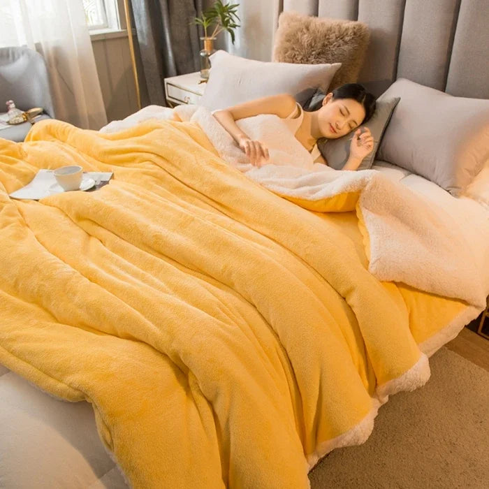 Wool Throw Blanket Keep Warm Winter Bed Blankets Double Sided Queen Duvet Cover Camping Double Bed Cover Bedspread On The Bed Pi-Mart