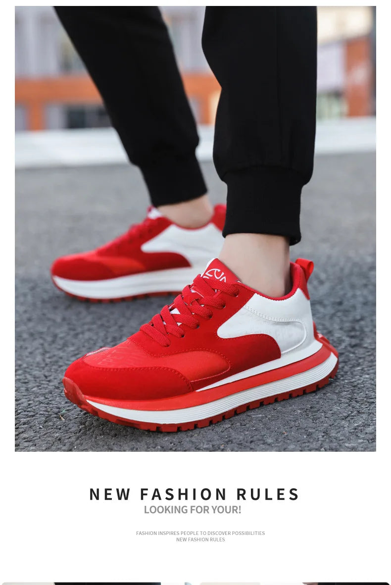 Men Shoes 2025 Spring Autumn New Fashion Comfortable Height Increase Casual Running Shoes Breathable Non Slip Platform Sneakers Pi-Mart