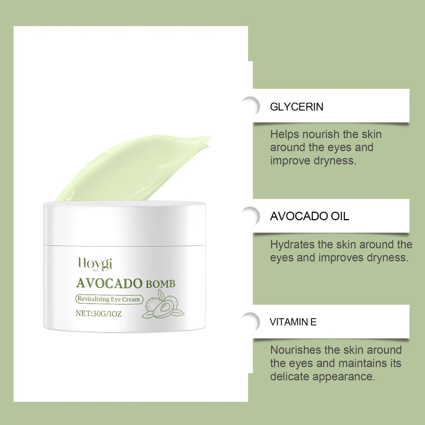 Avocado Eye Cream Fades Fine Lines & Wrinkles Firming Smoothing Eye Area Anti Puffiness Dark Circle Corrector for Youthful Eyes Pi-Mart