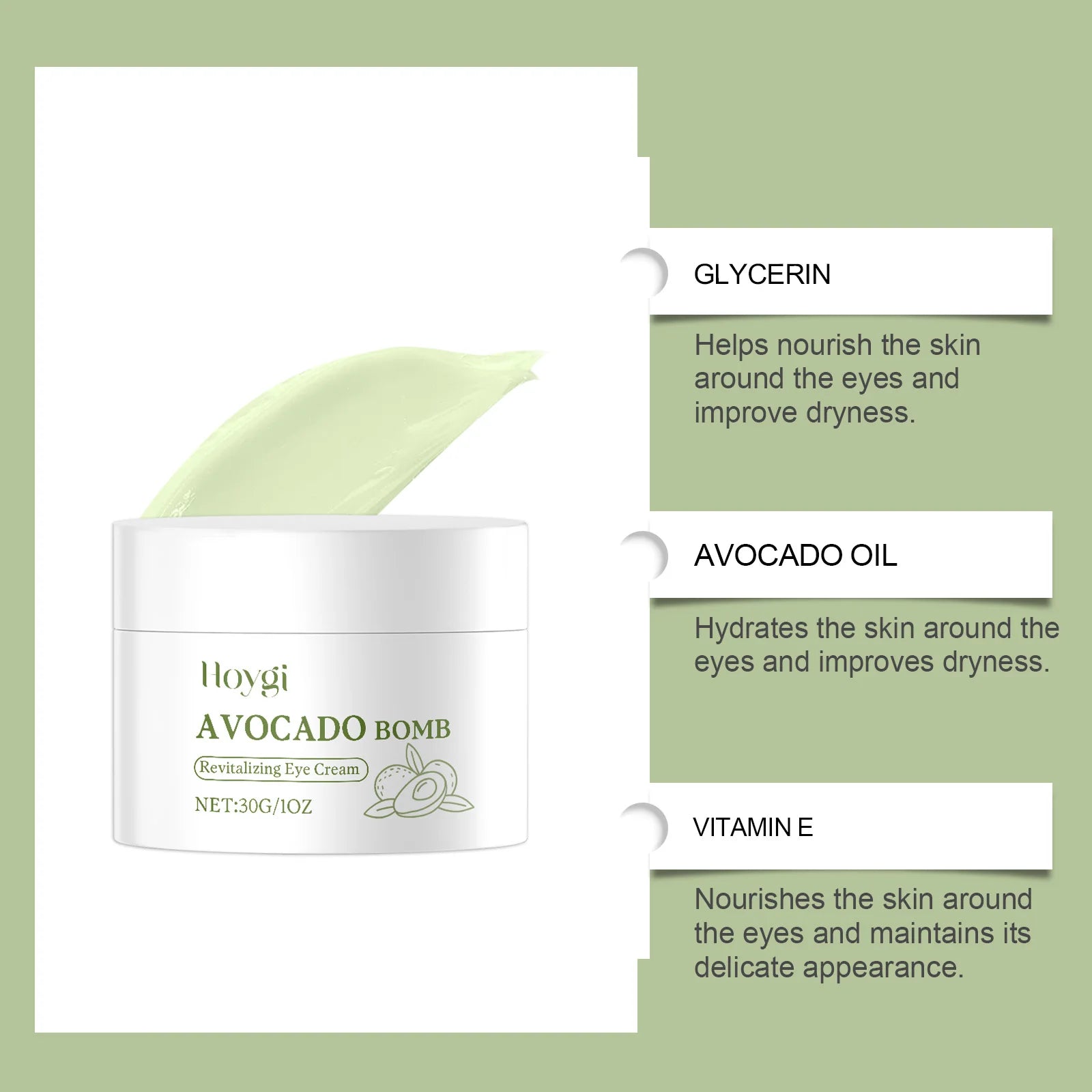 Avocado Eye Cream Fades Fine Lines & Wrinkles Firming Smoothing Eye Area Anti Puffiness Dark Circle Corrector for Youthful Eyes Pi-Mart