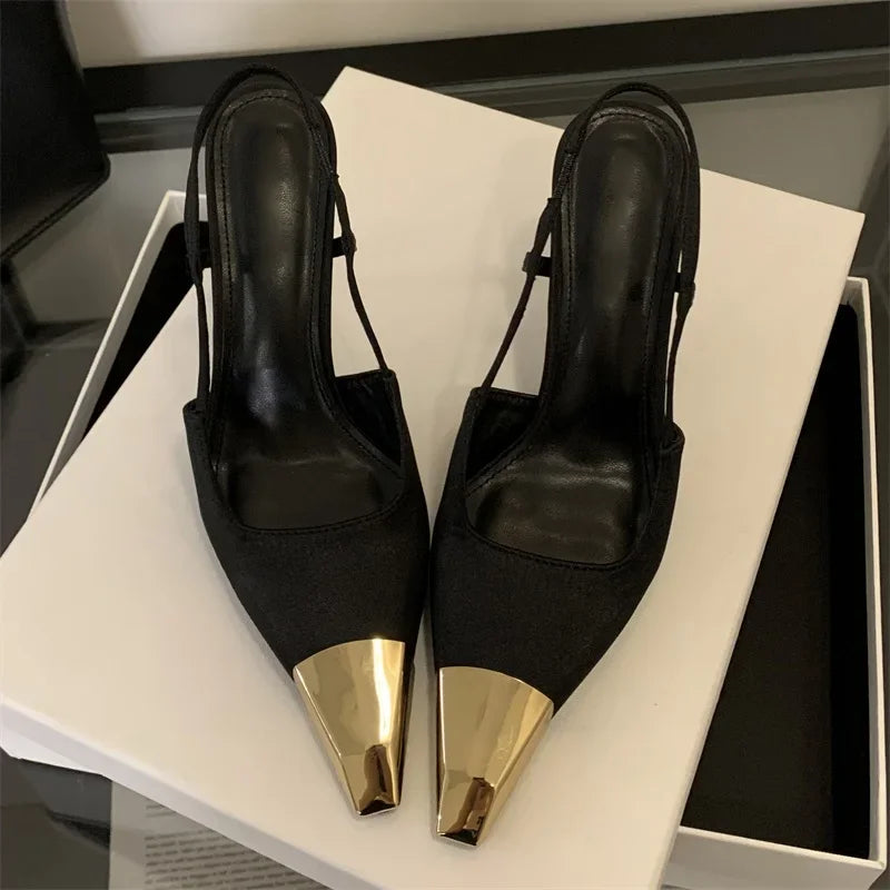 Eilyken Street Style Pointed Toe Women Pumps Fashion Slingbacks Thin High Heels Elegant Stripper Prom Ladies Sandals Shoes LadyShow.Store