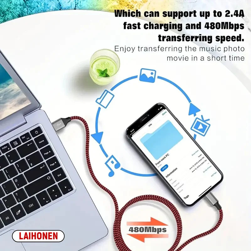 1M 2M 3M USB A To Lightning MFi Certified  Cable For iPhone 14 13 12 11 X XR Pro Max Fast Charging Cable Charger Data Wire Cord Pi-Mart