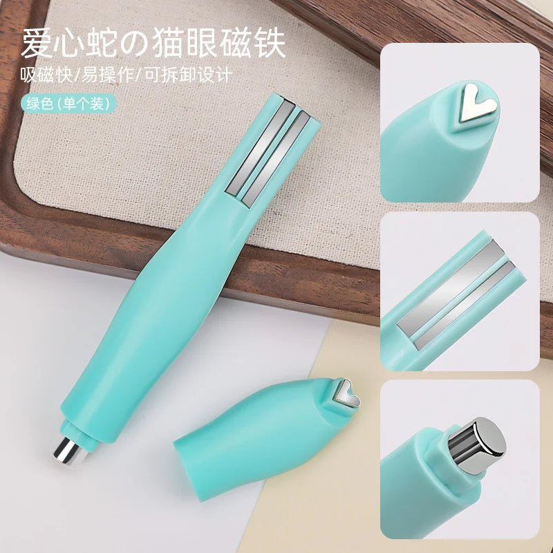 1Pcs 3-In-1 Heart Shape Cat Eye Nail Art Magnet Double Line Moon Snake French Magnet Pen for Magnetic Gel Polish Manicure Tools Tri Light Beauty