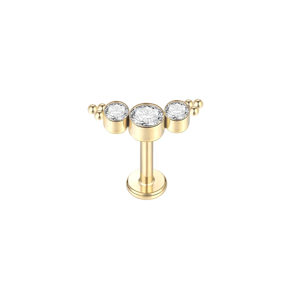 1Pc G23 Titanium Cartilage Stud Earrings for Women Lip Stud Labret Piercing Helix Daith Piercing Body Jewelry Pi-Mart