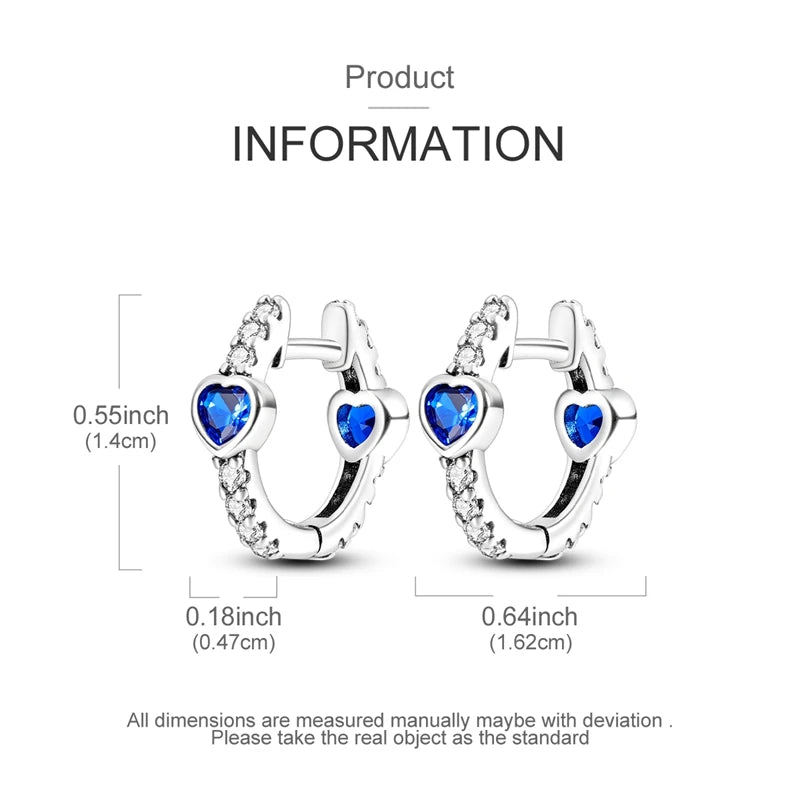 925 Sterling Silver Hoop Earring For Woman Night Sky Blue Purple Gemstone Original Earrings Fashion Jewelry Gift Pi-Mart