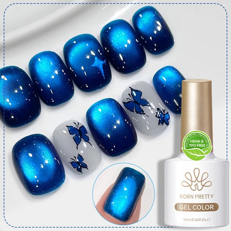 BORN PRETTY HEMA TPO FREE 10ml Rhine Lake Blue Cat Magnetic Gel Polish Semi  Permanent Soak Off UV Gel Nail Art Varnish Manicure Tri Light Beauty