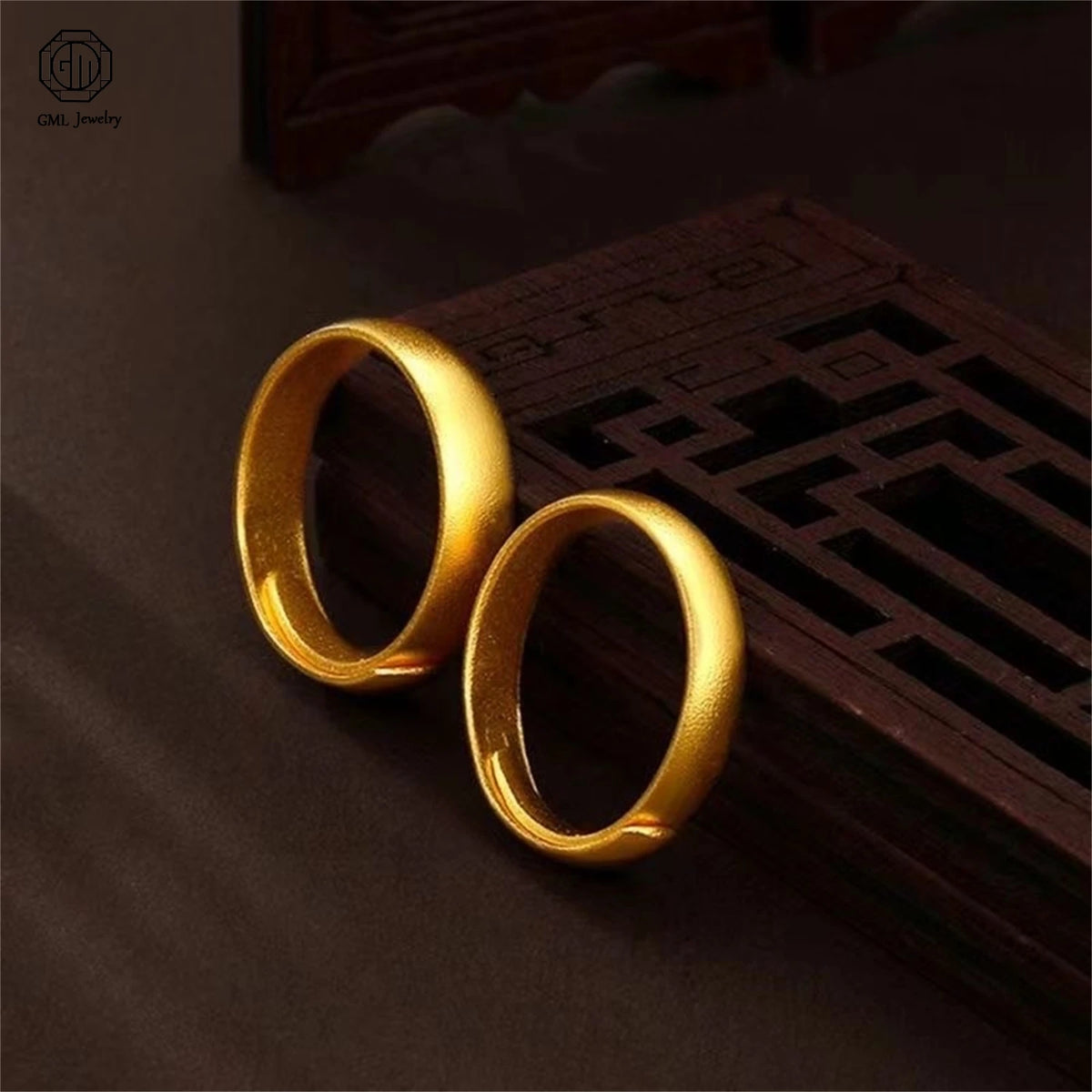 Sand Gold Adjustable Ring Matte Wide Band Openable Fade Resistant Unisex Couple Jewelry Solid Minimalist Gift Pi-Mart