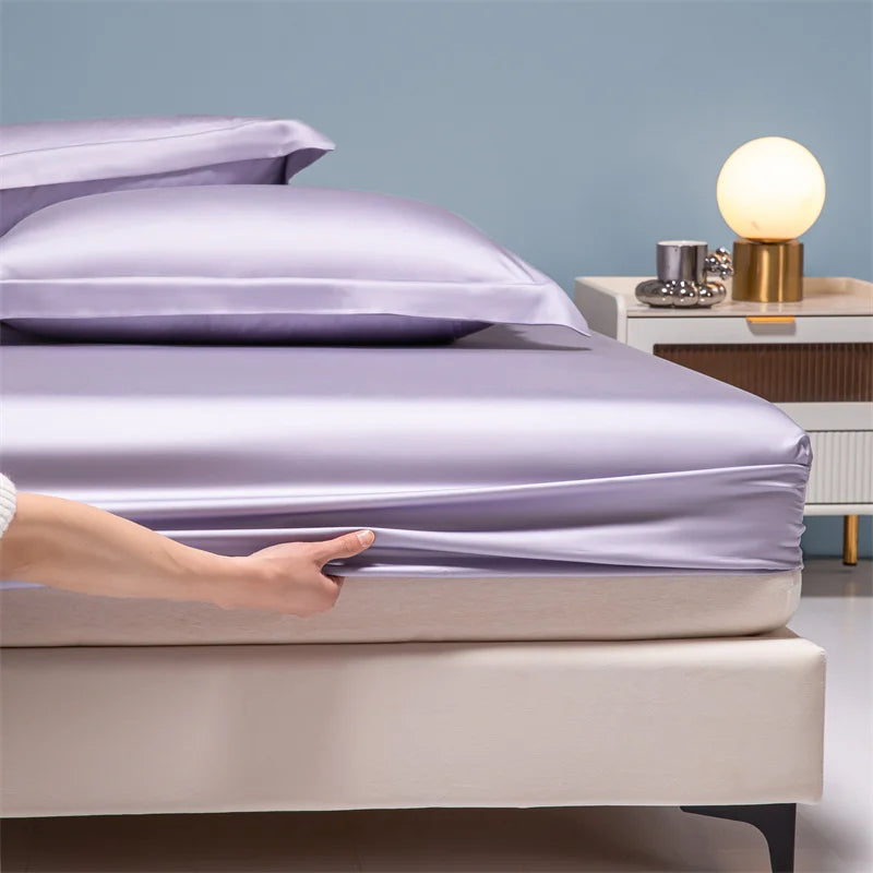 Luxury 100% Bamboo Bed Sheet Set with Fitted Sheets Flat Bedsheet Pillowcase Double Queen King Size Bedding Sets Smooth Silky LadyShow.Store