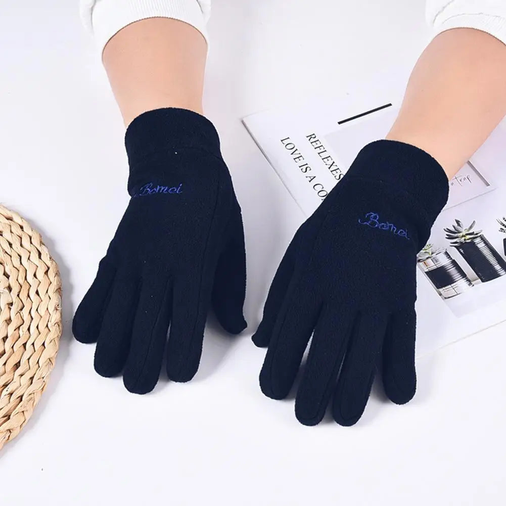 1 Pair Winter Polar Fleece Gloves Men Women Warm Outdoor Cycling Driving Gloves Windproof Non-Slip Soft Thickened Male Gloves Pi-Mart
