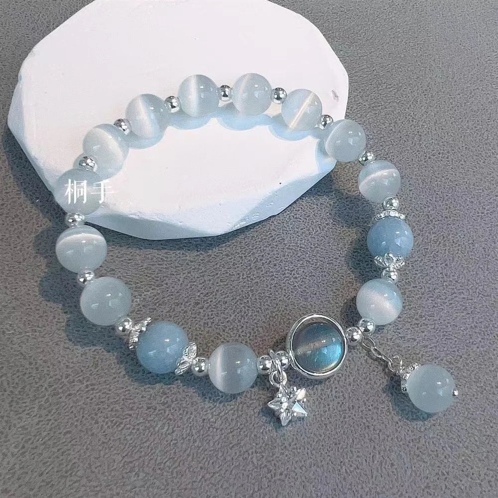 New Simple Beads Crystal Bracelet For Women Girls Korean ins Flower Fox Feather Tassel Bracelets Best Friend Jewelry Gifts 2024 Pi-Mart