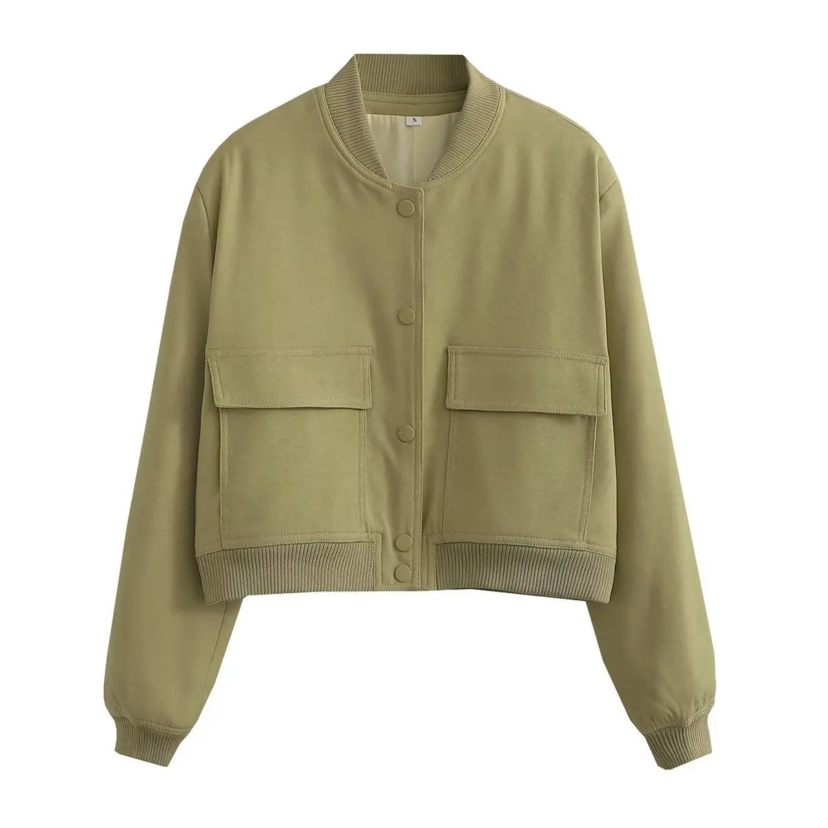 Willshela Women Fashion Solid Bomber Jackets Coat With Pockets V-Neck Single Breasted Long Sleeves Female Chic Lady Outfits LadyShow.Store