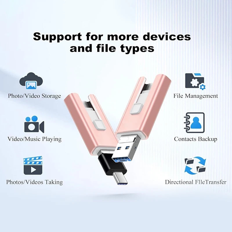 4 In1 OTG Micro USB 3.0  Flash Drive  Dual purpose Android TYPE-C Pen Drive Mobile Micro USB Memory Stick Drive Free For iPhone Pi-Mart