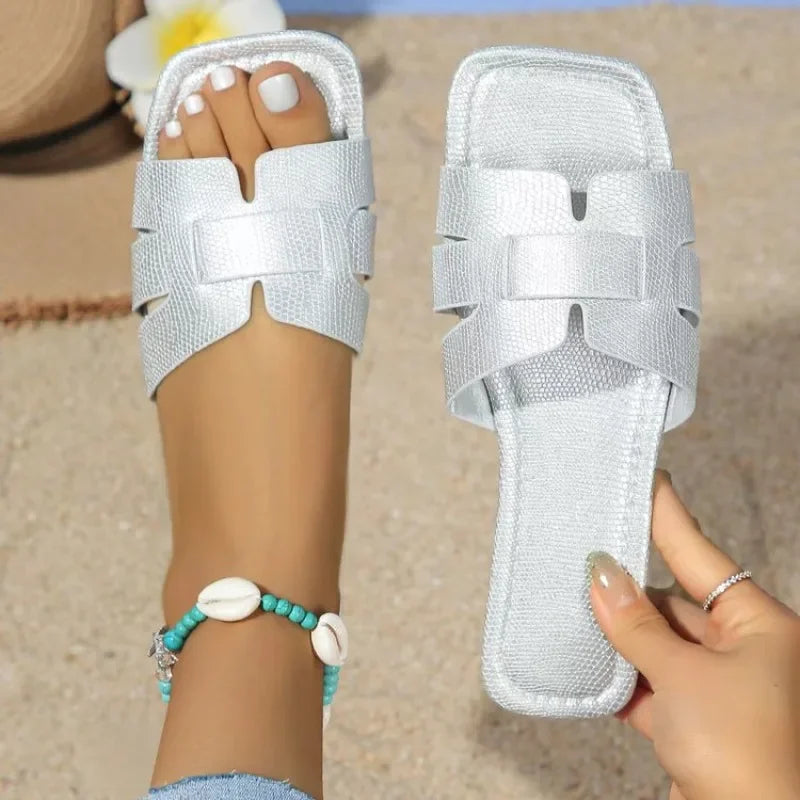 New Women Slippers Fashion Designer Beach Flats Woman Casual Sandals Dress Walking Flip Flops Open Toe Slides Mujer Zapatos Pi-Mart