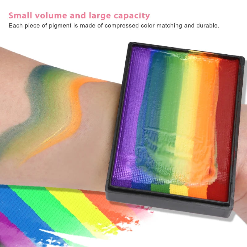 50g Facial and Body Paint Palette,Non-Toxic Rainbow Water-Soluble Body Paint for Rainbow Festival,Cosplay,Party,Art,Stage Makeup Pi-Mart