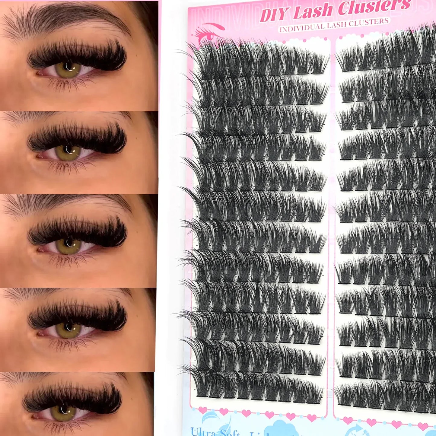 False Eyelashes Natural Wispy Individual Cluster Lashes Easy to Apply Soft & Lightweight Reusable for Daily Makeup LadyShow.Store