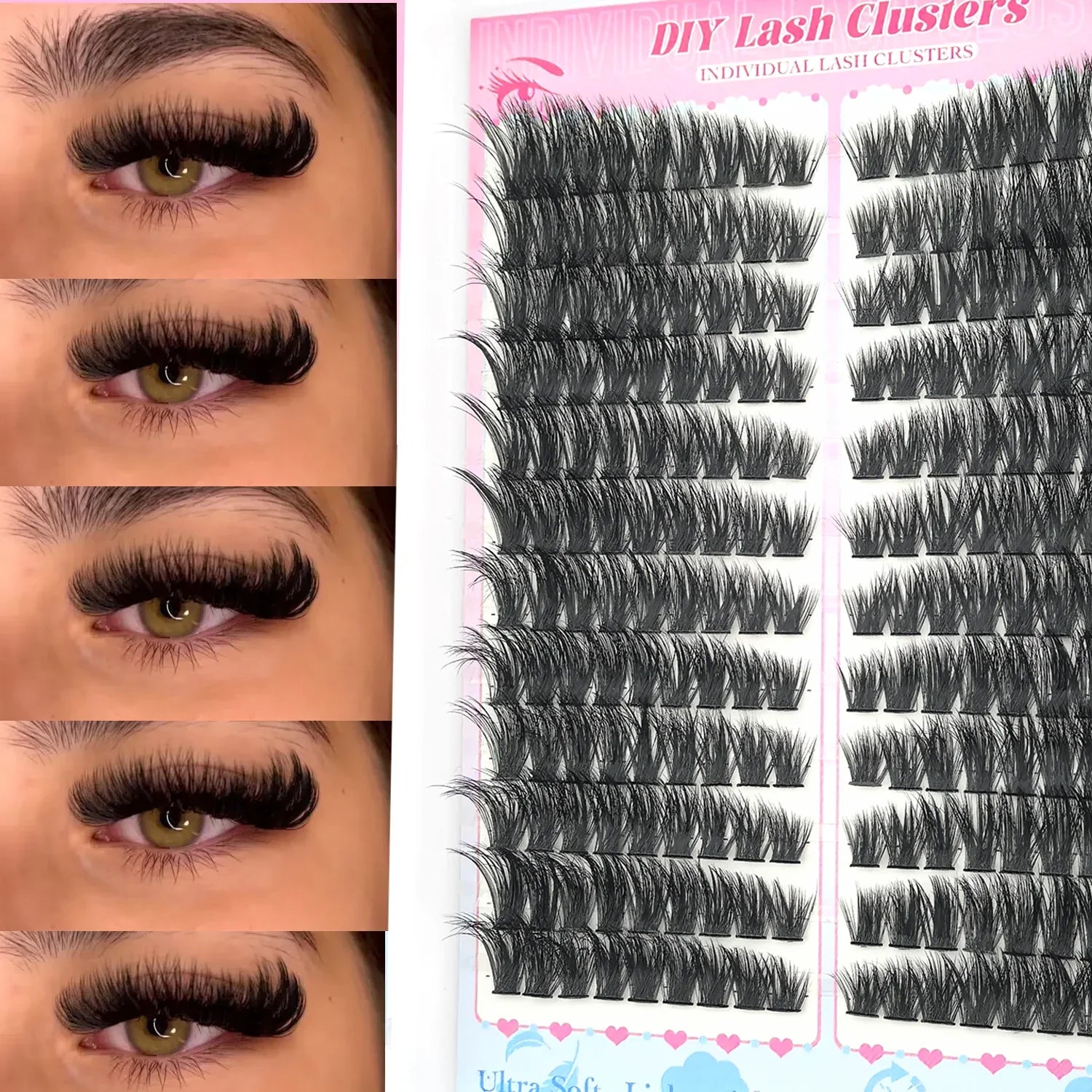 False Eyelashes Natural Wispy Individual Cluster Lashes Easy to Apply Soft & Lightweight Reusable for Daily Makeup LadyShow.Store