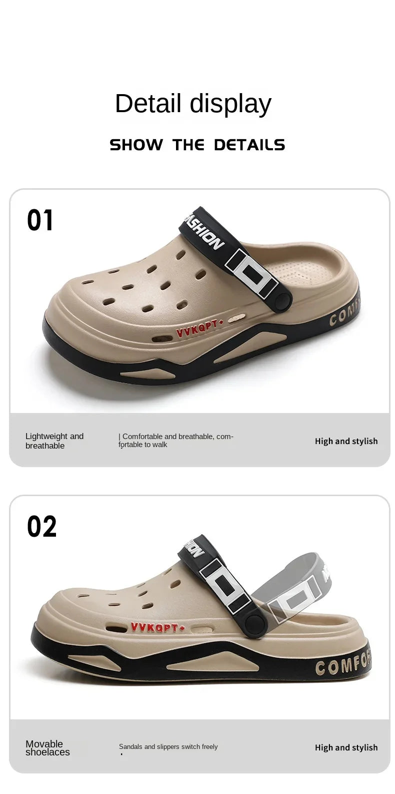 New fashion sandals Men's EVA casual comfortable hole garden shoes outdoor men's beach sandals indoor home unisex slippers Pi-Mart