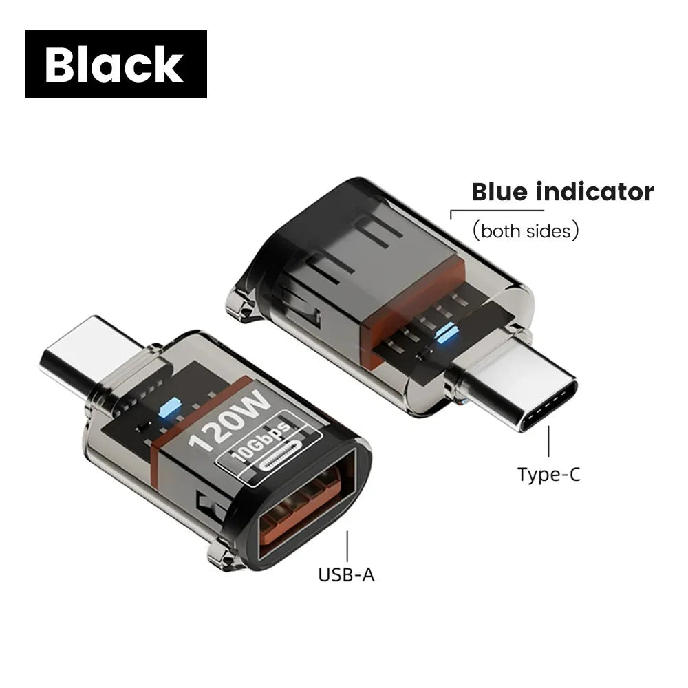 120W USB 3.2 to Type C OTG Adapter Fast Charging 10Gbps Data Audio Transfer For MacBook iPad iPhone 15 16 17 Huawei Xiaomi PC Pi-Mart
