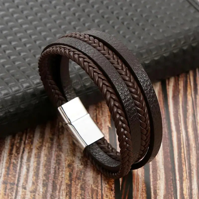 Classic Men's Leather Bracelet New Style Hand-woven Multi-layer Combination Accessory Fashion Man Jewelry Wholesale Dropshipping Pi-Mart