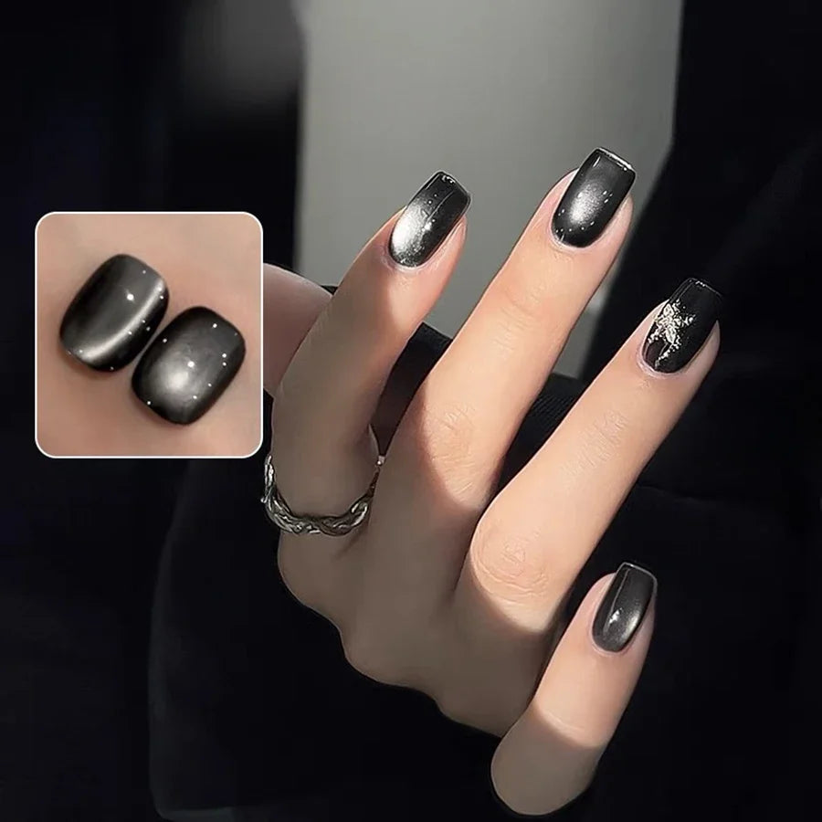 WS Black Glass Cat Magnetic Gel Nail Polish Punk Style Nail Art Manicure Varnis Semi Permanent Gel for Winter Nail Supplies Tri Light Beauty