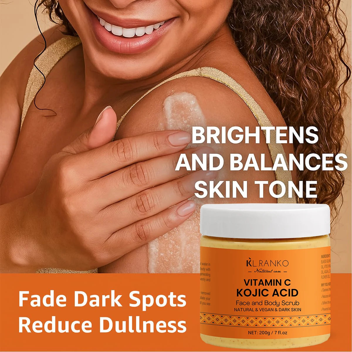 Vitamin C Kojic acid Natural Exfoliating Salt Body &Face Scrub Brightens and Softens Skin Deep Cleaning Anti Oxidative Skin Tone Pi-Mart