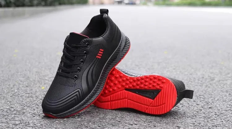 Waterproof Men's Sneakers Casual Running Shoes Soft Bottom Black Leather Sports Shoes Pi-Mart