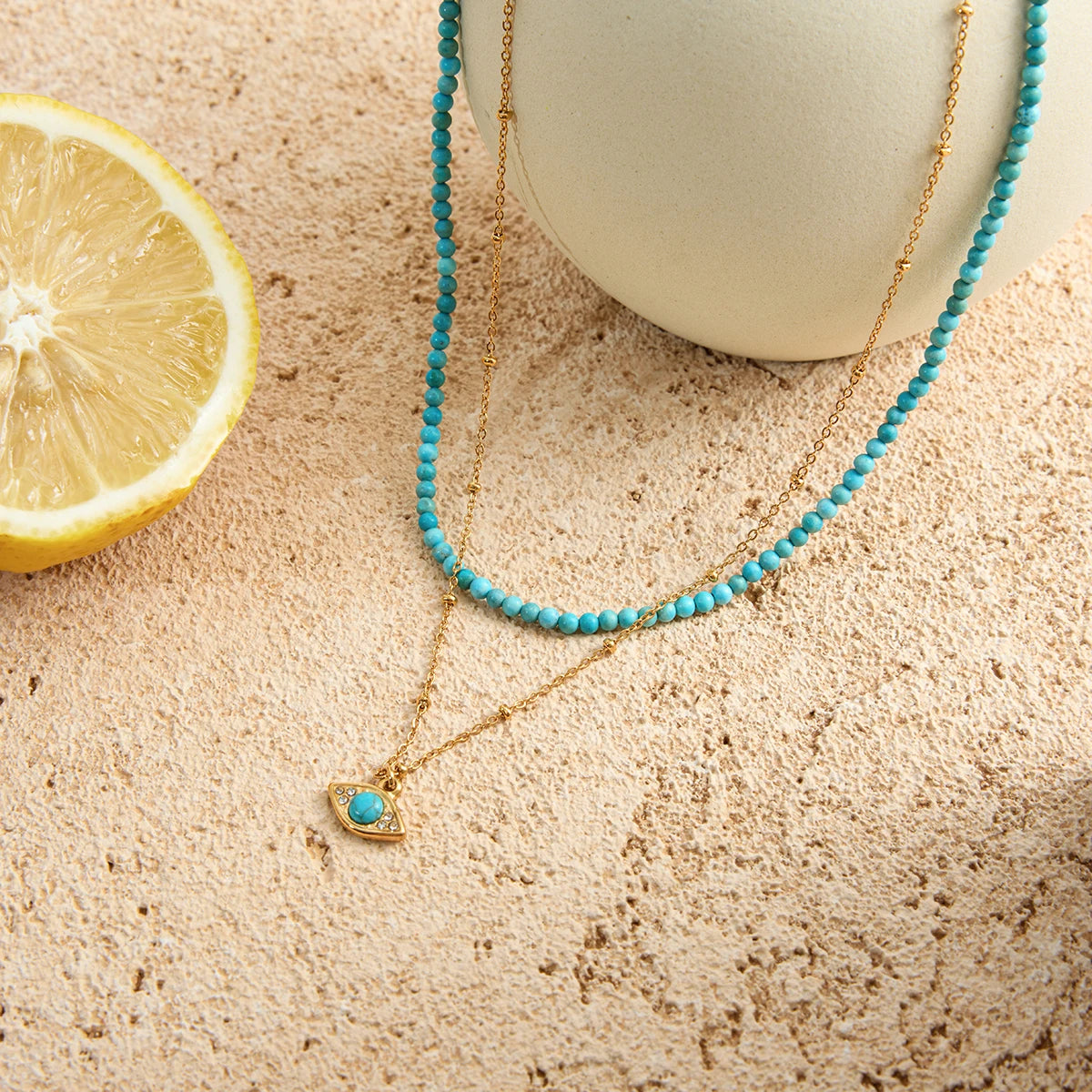 Zora Y2K Trendy 18K Gold Color Plated Sun Cross Fish Moon Pendant Multi Layer Necklace Waterproof Stainless Steel Women Jewelry Pi-Mart