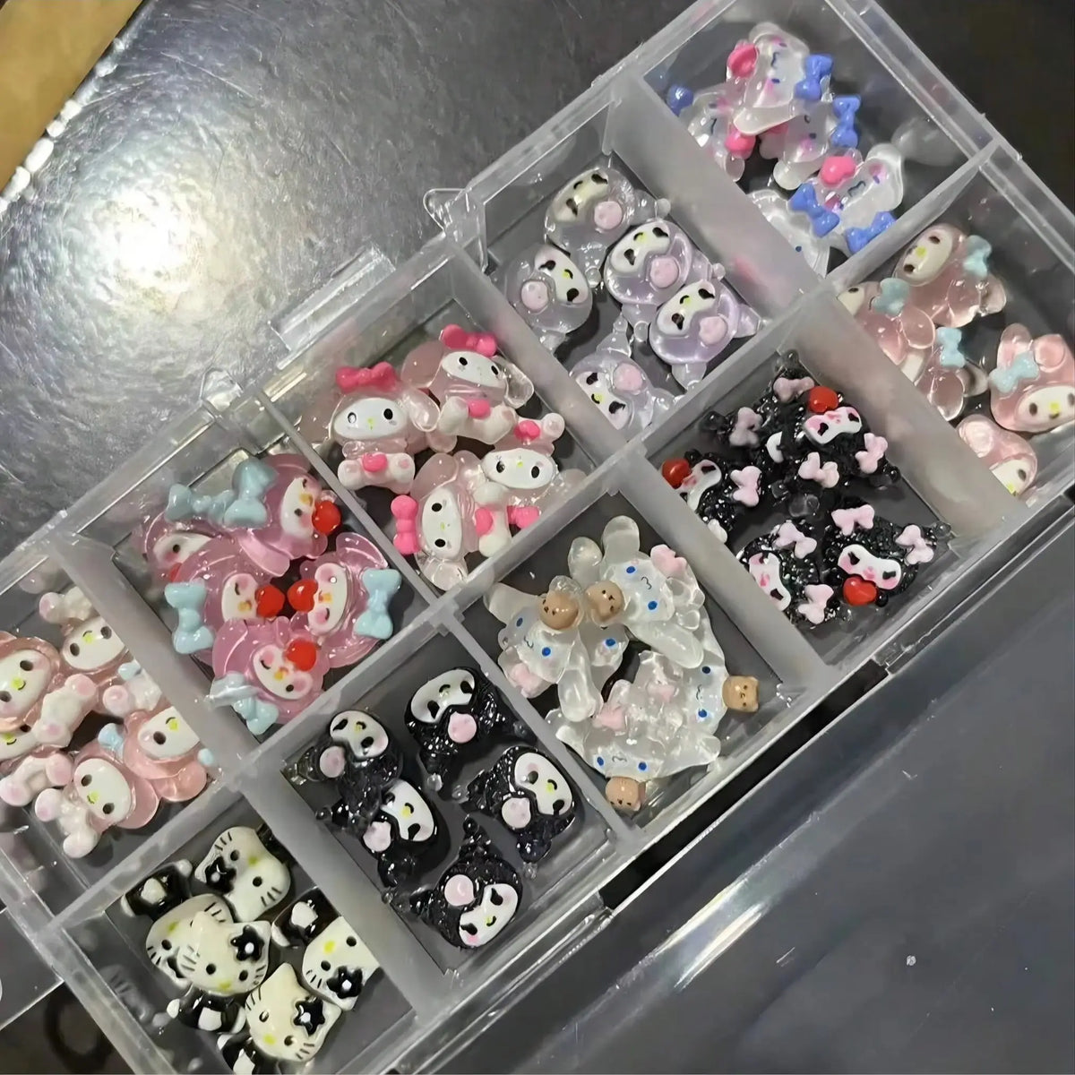 120PCS Box Mixed Hello Kitty 3D Nail Charms Cute Cartoon Resin Ornaments Kawaii DIY Nail Art Manicure Decor Accessories Pi-Mart