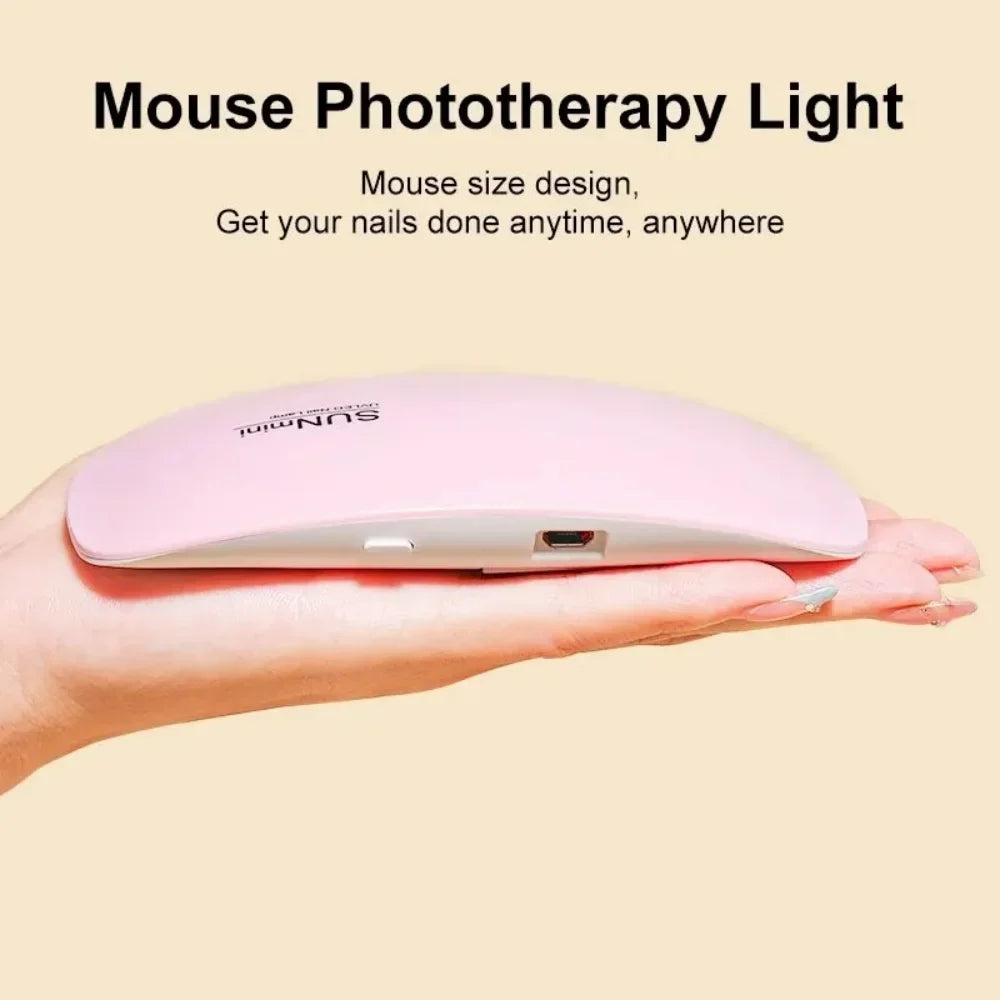 Portable 6 LED UV Nail Lamp 6W Mini Nail Dryer Machine Foldable Manicure Tool for Gel Polish Varnish Quick Drying USB Cable Tri Light Beauty