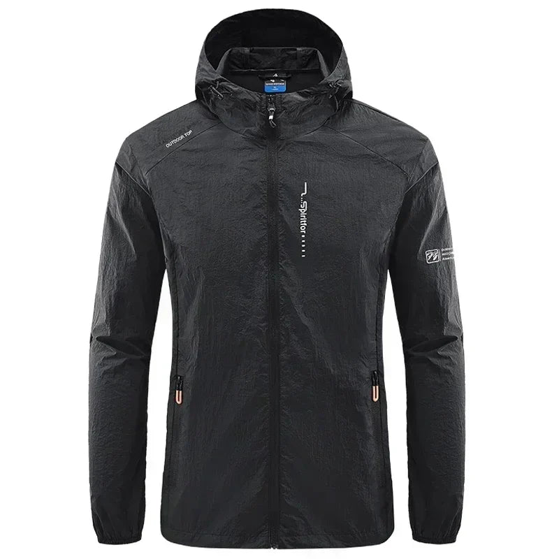 Men's UPF 50+ UV Protection Windbreaker Quick Dry Jacket Outdoor Sun-Protective Thin Hiking Fishing Cycling Hooded Sport Light LadyShow.Store
