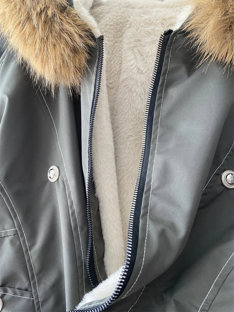 ZAROY Fur Collar Hooded Parkas Y2k Harajuku Thicken Padded Jackets Casual Zipper Gothic Women&Men Winter Coats Streetwear кур Pi-Mart