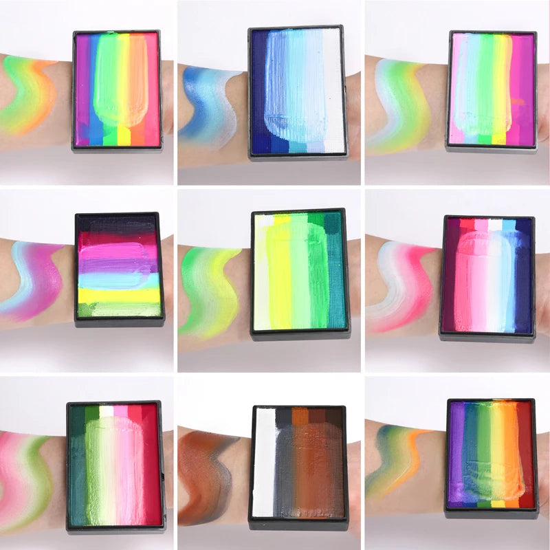 50g Facial and Body Paint Palette,Non-Toxic Rainbow Water-Soluble Body Paint for Rainbow Festival,Cosplay,Party,Art,Stage Makeup Pi-Mart