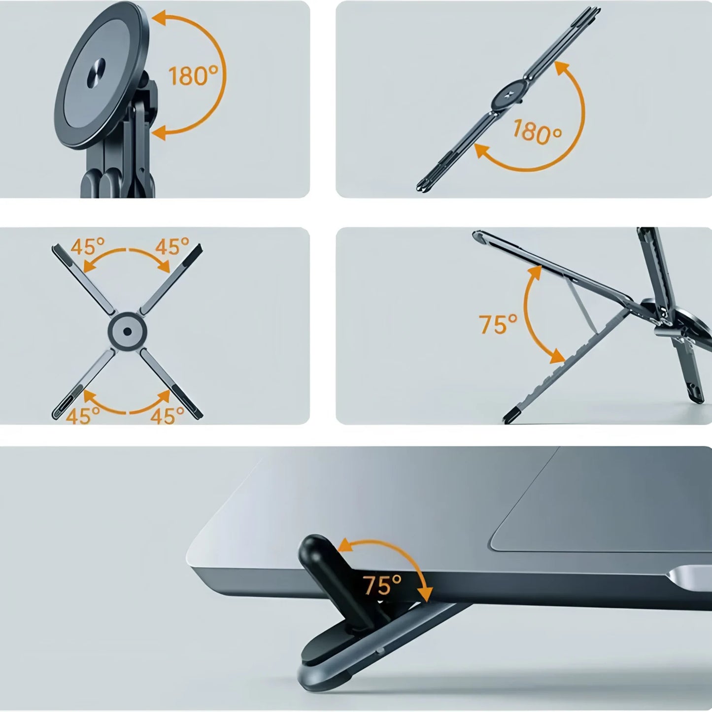 Portable Magnetic Phone Holder & Selfie Stick 3-in-1 Foldable Tripod Stand for iPhone iPad Tablet Laptop Desktop Use Pi-Mart