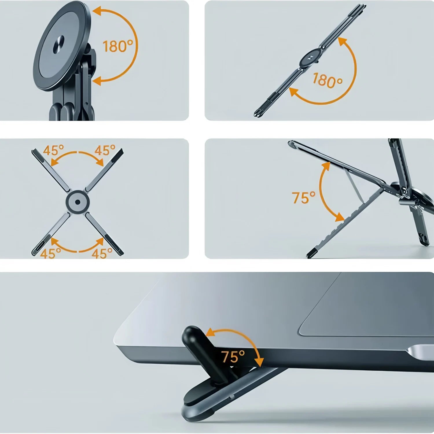Portable Magnetic Phone Holder & Selfie Stick 3-in-1 Foldable Tripod Stand for iPhone iPad Tablet Laptop Desktop Use Pi-Mart